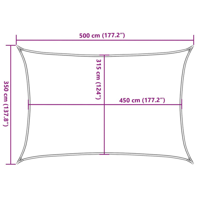 vidaXL fekete HDPE napvitorla 160 g/m² 3,5 x 5 m