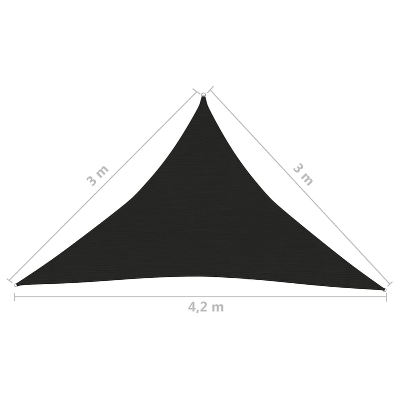 vidaXL fekete HDPE napvitorla 160 g/m² 3 x 3 x 4,2 m