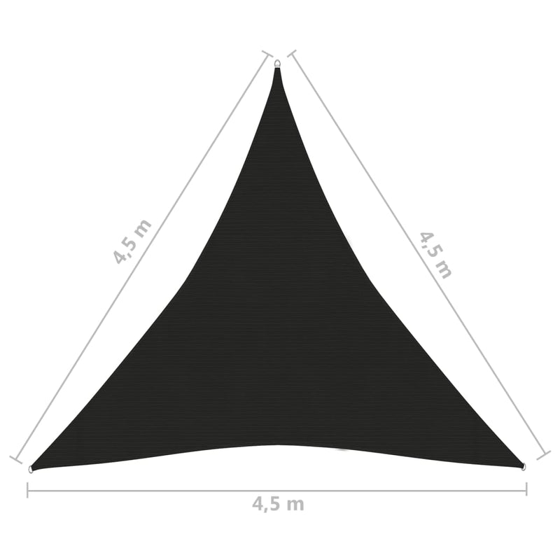 vidaXL fekete HDPE napvitorla 160 g/m² 4,5 x 4,5 x 4,5 m