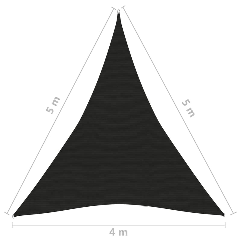 vidaXL fekete HDPE napvitorla 160 g/m² 4 x 5 x 5 m