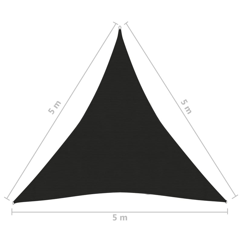 vidaXL fekete HDPE napvitorla 160 g/m² 5 x 5 x 5 m