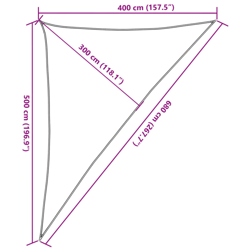 vidaXL fekete HDPE napvitorla 160 g/m² 4 x 5 x 6,8 m