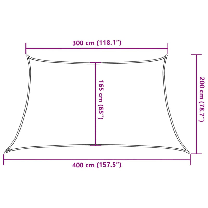 vidaXL fekete HDPE napvitorla 160 g/m² 3/4 x 2