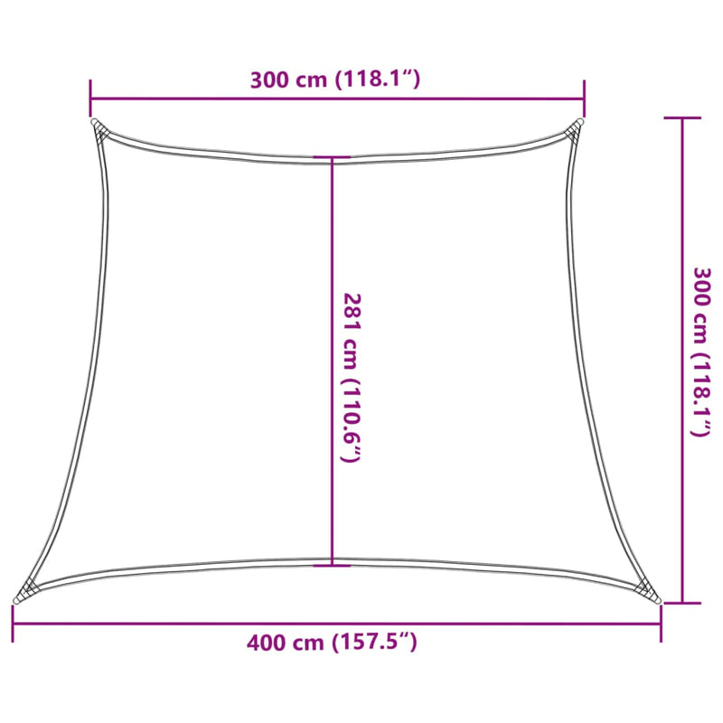 vidaXL fekete HDPE napvitorla 160 g/m² 3/4 x 3 m