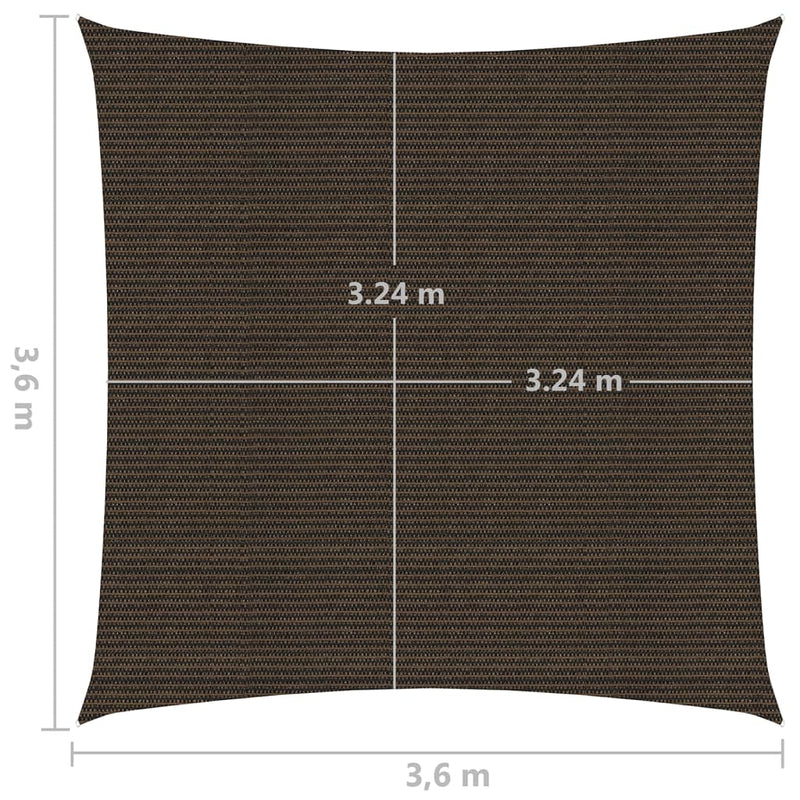 vidaXL barna HDPE napvitorla 160 g/m² 3,6 x 3,6 m