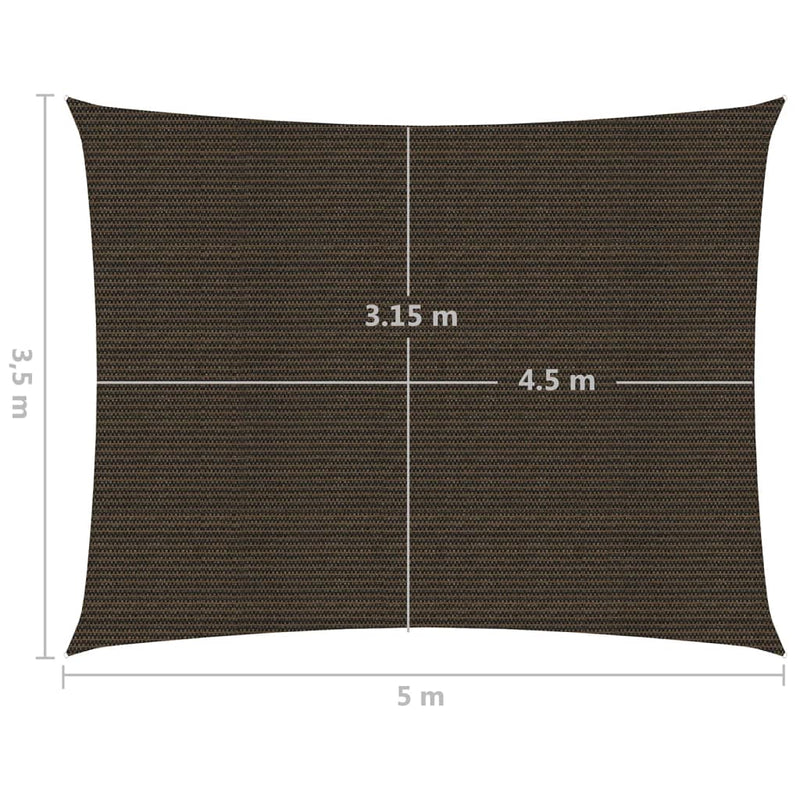 vidaXL barna HDPE napvitorla 160 g/m² 3,5 x 5 m