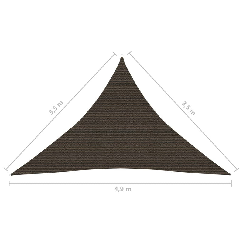 vidaXL barna HDPE napvitorla 160 g/m² 3,5 x 3,5 x 4,9 m