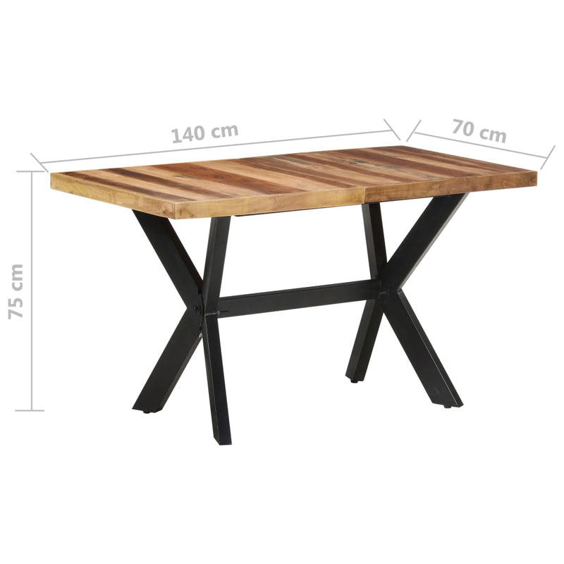 vidaXL tömör fa étkezőasztal mézszínű felülettel 140 x 70 x 75 cm