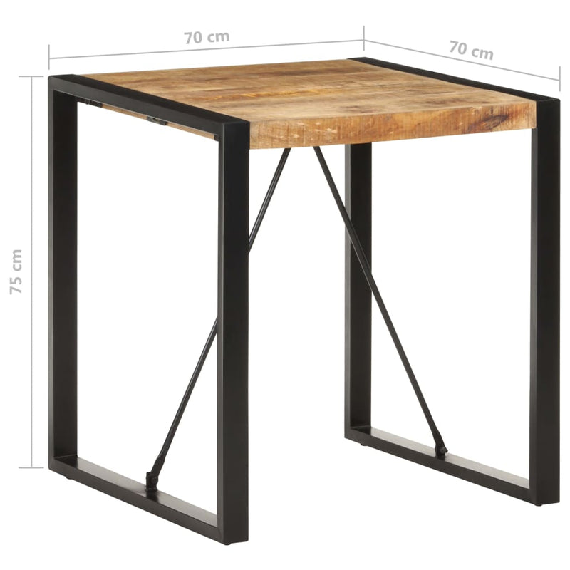vidaXL tömör nyers mangófa étkezőasztal 70 x 70 x 75 cm
