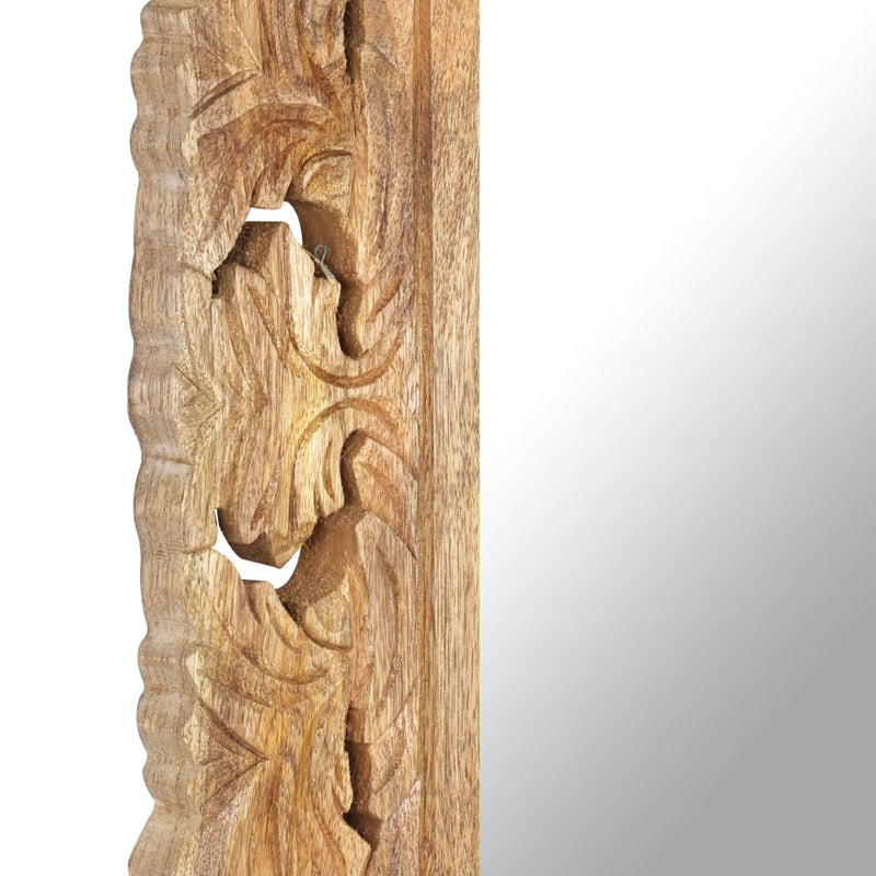 vidaXL kézzel faragott barna tömör mangófa tükör 110 x 50 cm