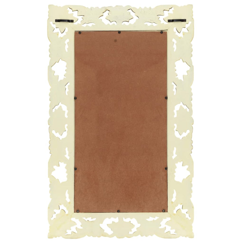 vidaXL kézzel faragott fehér tömör mangófa tükör 80 x 50 cm