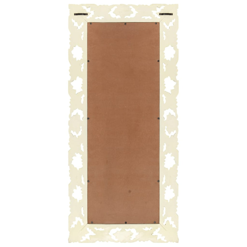 vidaXL kézzel faragott fehér tömör mangófa tükör 110 x 50 cm