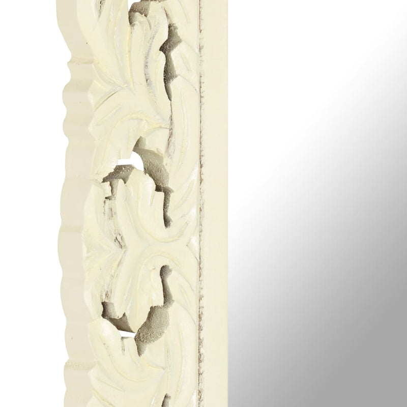 vidaXL kézzel faragott fehér tömör mangófa tükör 110 x 50 cm
