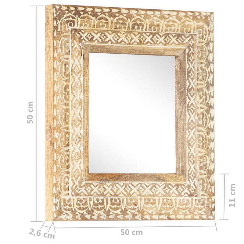 vidaXL kézzel faragott tömör mangófa tükör 50 x 50 x 2,6 cm