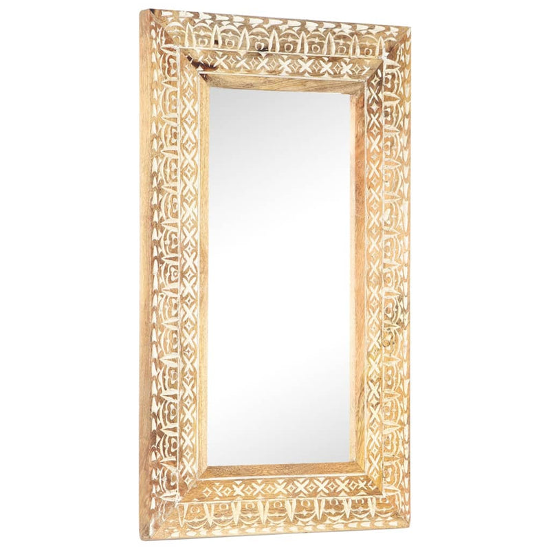 vidaXL kézzel faragott tömör mangófa tükör 80 x 50 x 2,6 cm