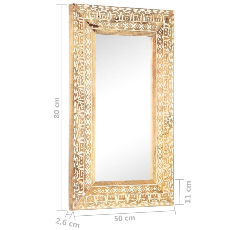 vidaXL kézzel faragott tömör mangófa tükör 80 x 50 x 2,6 cm