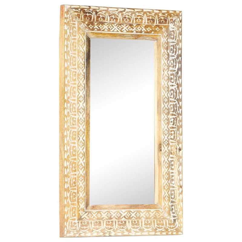 vidaXL kézzel faragott tömör mangófa tükör 80 x 50 x 2,6 cm