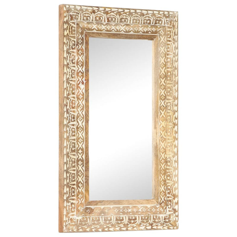 vidaXL kézzel faragott tömör mangófa tükör 80 x 50 x 2,6 cm