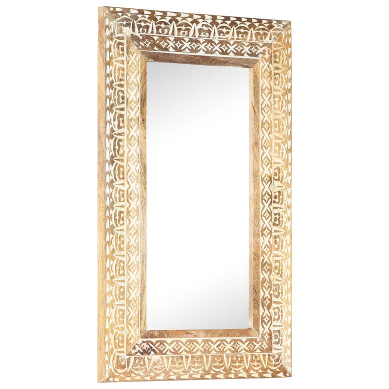 vidaXL kézzel faragott tömör mangófa tükör 80 x 50 x 2,6 cm