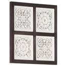 vidaXL barna és fehér kézzel faragott fali panel MDF 40 x 40 x 1,5 cm