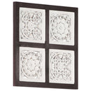 vidaXL barna és fehér kézzel faragott fali panel MDF 40 x 40 x 1,5 cm