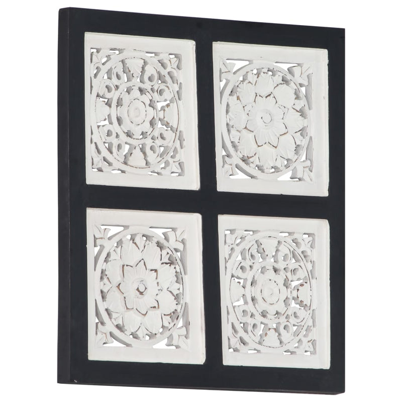 vidaXL fekete és fehér kézzel faragott fali panel MDF 40 x 40 x 1,5 cm