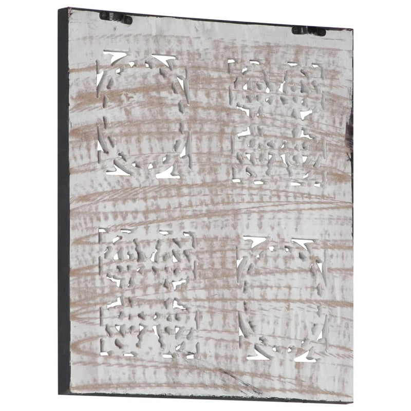 vidaXL fekete és fehér kézzel faragott fali panel MDF 40 x 40 x 1,5 cm