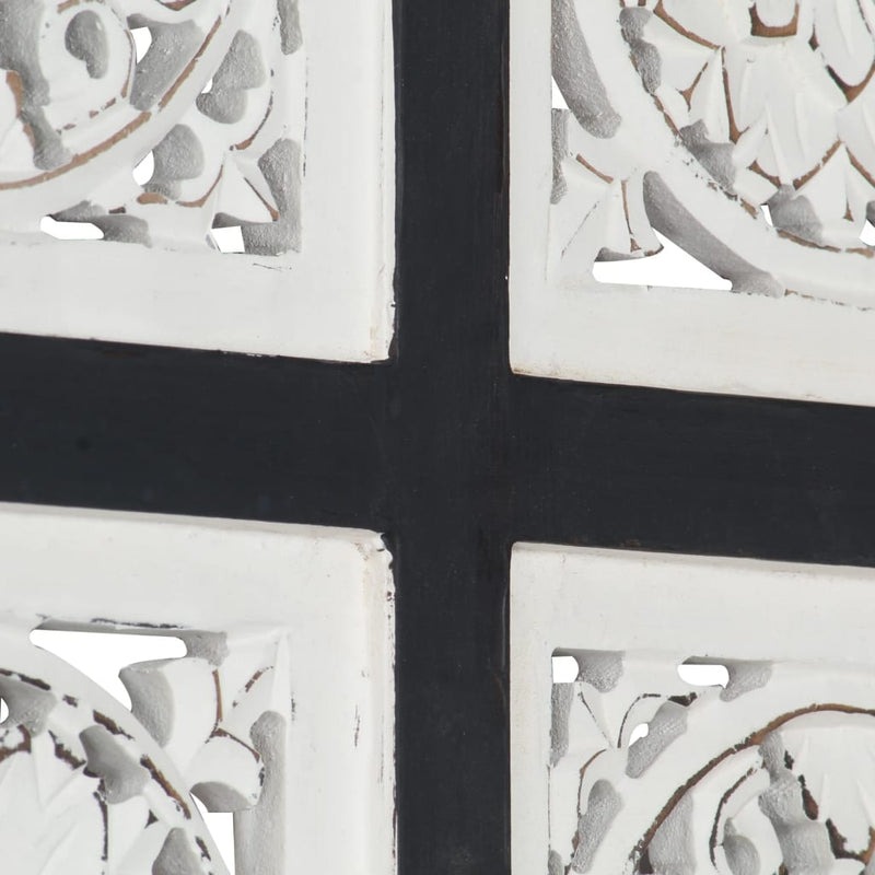 vidaXL fekete és fehér kézzel faragott fali panel MDF 40 x 40 x 1,5 cm