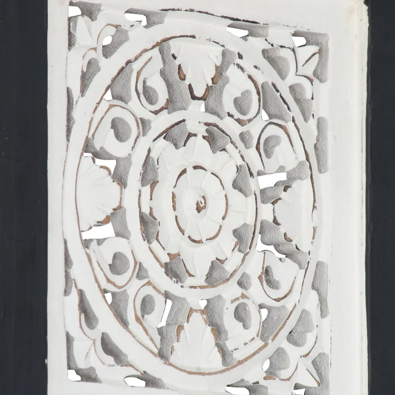vidaXL fekete és fehér kézzel faragott fali panel MDF 40 x 40 x 1,5 cm