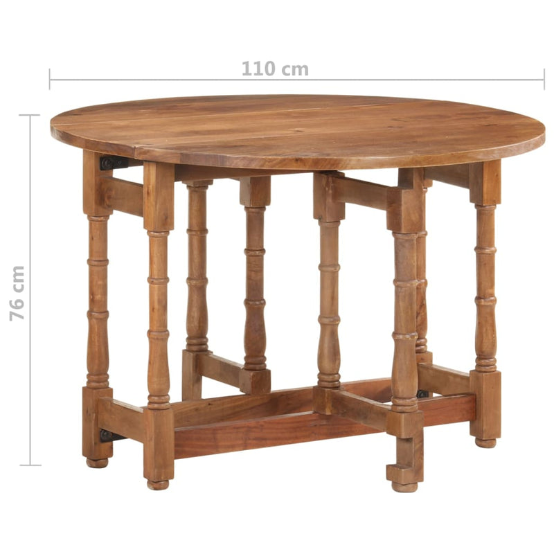 vidaXL kerek tömör mangófa étkezőasztal 110 x 76 cm