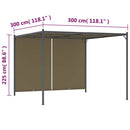 vidaXL tópszínű kerti pavilon behúzható tetővel 3 x 3 m 180 g/m²