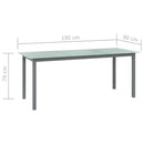 vidaXL világosszürke alumínium és üveg kerti asztal 190 x 90 x 74 cm