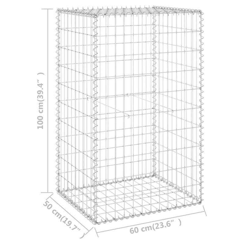 vidaXL horganyzott acél gabion fal fedéllel 60 x 50 x 100 cm