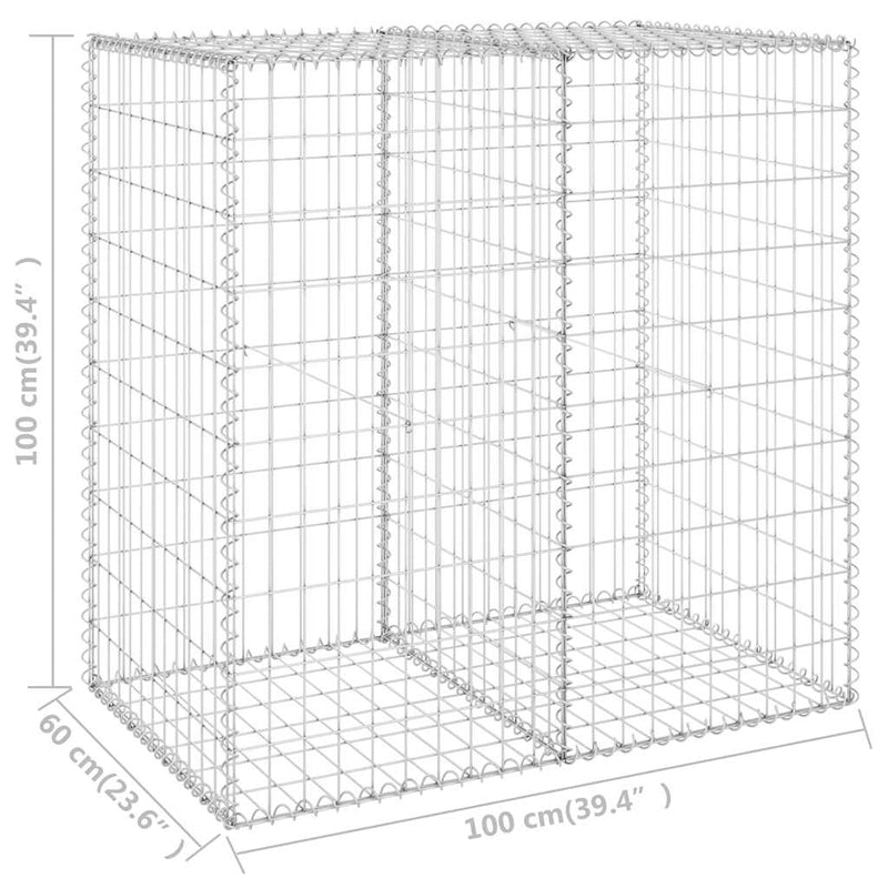 vidaXL horganyzott acél gabion fal fedéllel 100 x 60 x 100 cm
