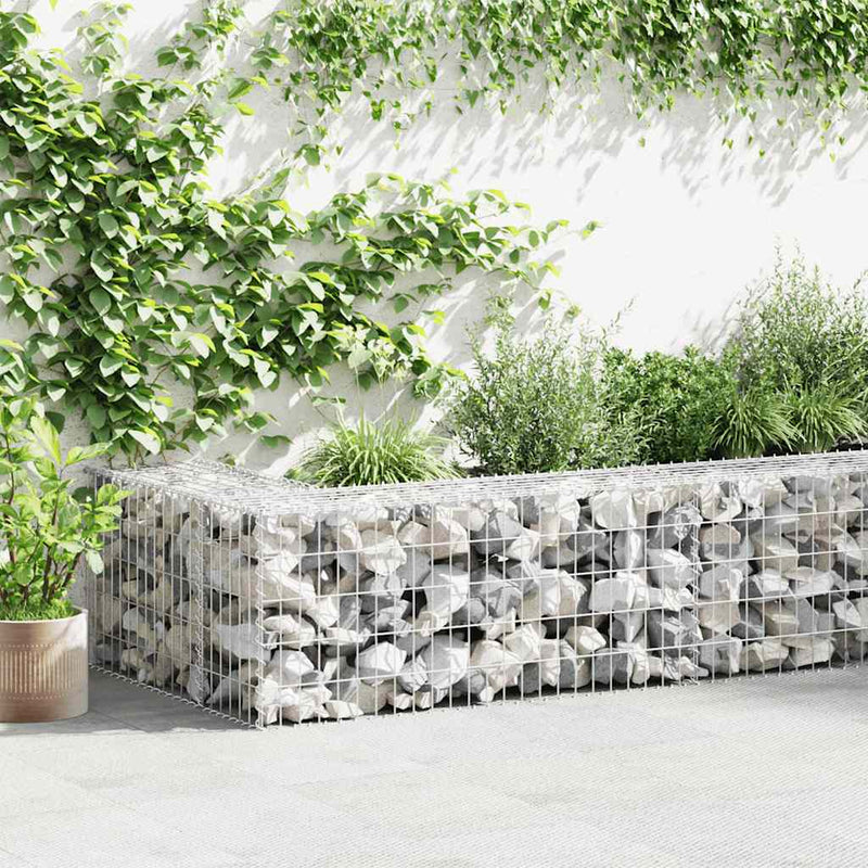 vidaXL horganyzott acél gabion fal fedéllel 300 x 30 x 50 cm