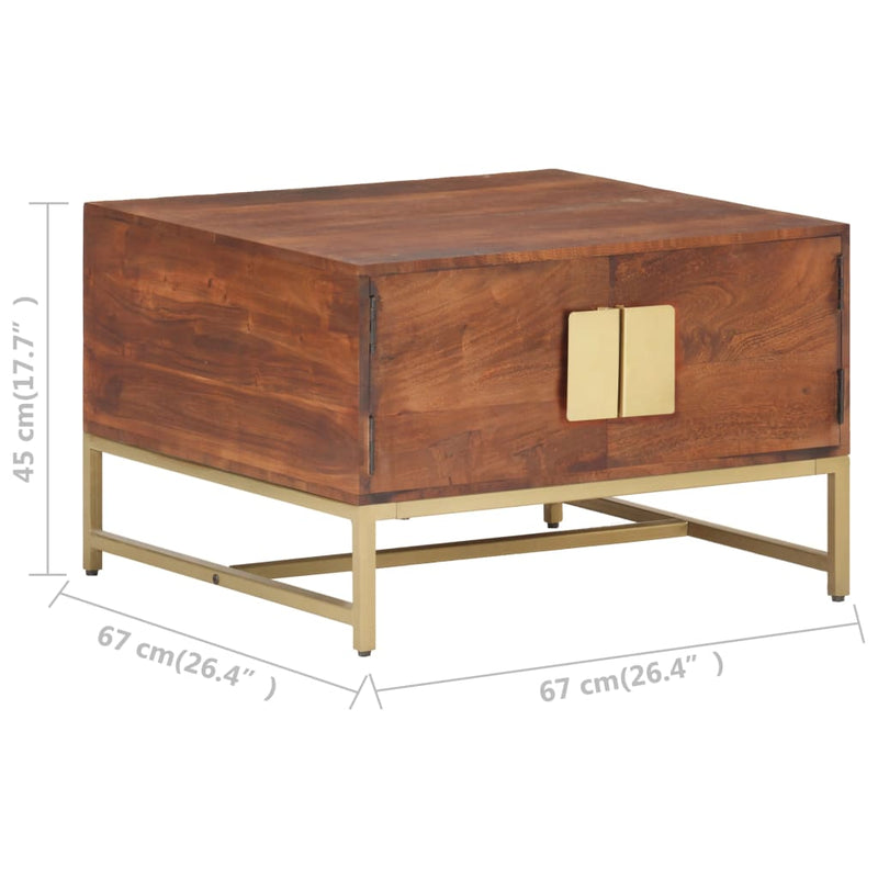 vidaXL mézbarna tömör akácfa dohányzóasztal 67 x 67 x 45 cm