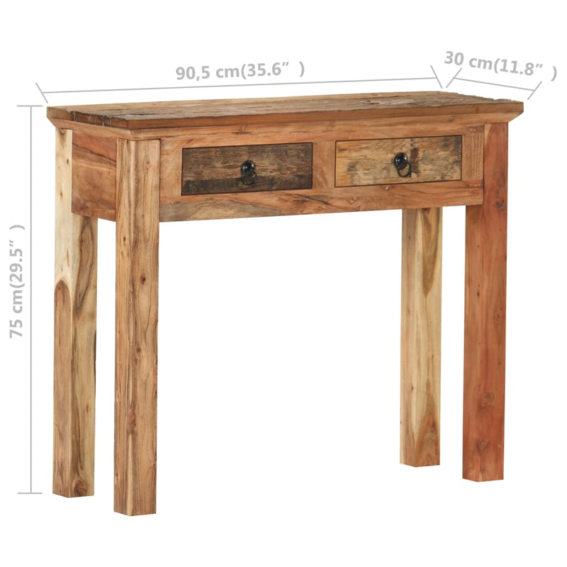 vidaXL tömör akácfa és újrahasznosított fa tálalóasztal 90,5x30x75 cm