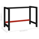 vidaXL fekete és piros fém munkapadváz 120 x 57 x 79 cm