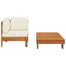 vidaXL 2 részes akácfa kerti ülőgarnitúra krémfehér párnákkal