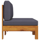 vidaXL 2 db tömör akácfa középső kanapé sötétszürke párnákkal