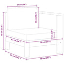 vidaXL krémfehér tömör akácfa középső kanapé 1 kartámasszal