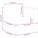 vidaXL sötétszürke tömör akácfa középső kanapé 1 kartámasszal