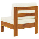 vidaXL tömör akácfa középső kanapé krémfehér párnákkal