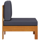 vidaXL tömör akácfa középső kanapé sötétszürke párnákkal