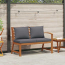 vidaXL tömör akácfa kerti pad sötétszürke párnával 114,5 cm