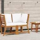 vidaXL elemes tömör akácfa sarokkanapé krémszínű párnával