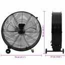vidaXL fekete ipari dobventilátor 77 cm 187,7 W