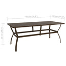 vidaXL barna acél kerti asztal 190 x 80 x 72 cm