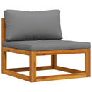 vidaXL 2 részes tömör akácfa kanapészett sötétszürke párnákkal