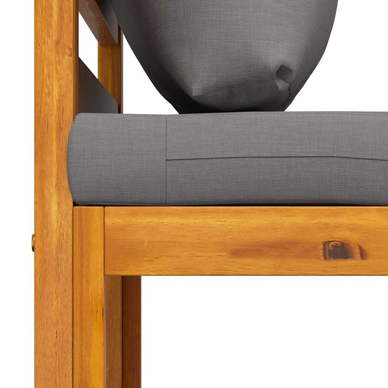 vidaXL elemes tömör akácfa középső kanapé sötétszürke párnával